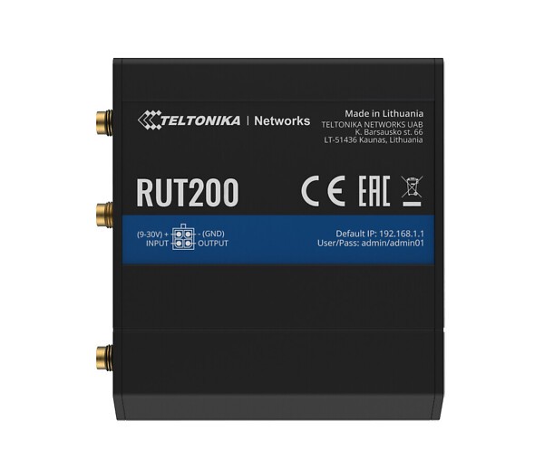 Teltonika RUT200 4G/LTE/WLAN -reititin Cat4 1 SIM paikka, ulkoiset antennit
